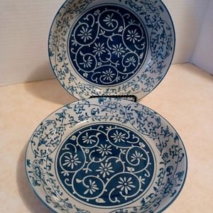 2- New Cheng's Blue Floral Fine Ceramic Plates/Bowls ¡¡ RARE & Hard to find!!
